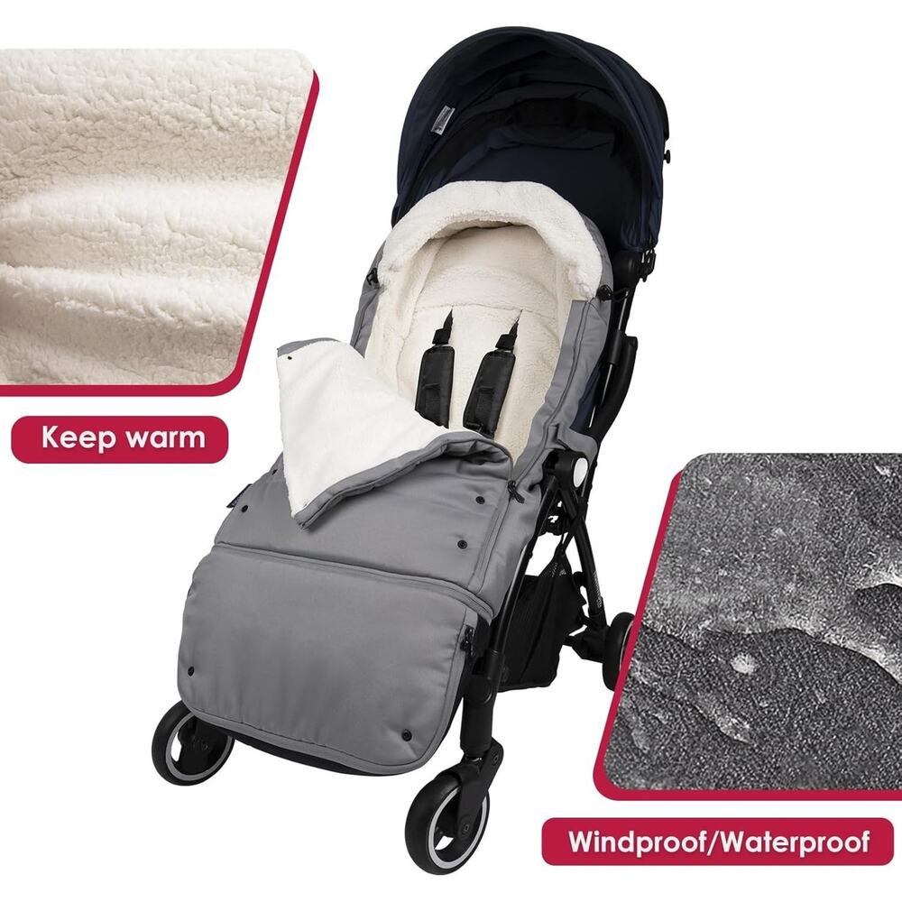 Universal, Weather-Proof, Warm Stroller Footmuff | Extendable Winter Cover | Adj - Picture 3 of 7
